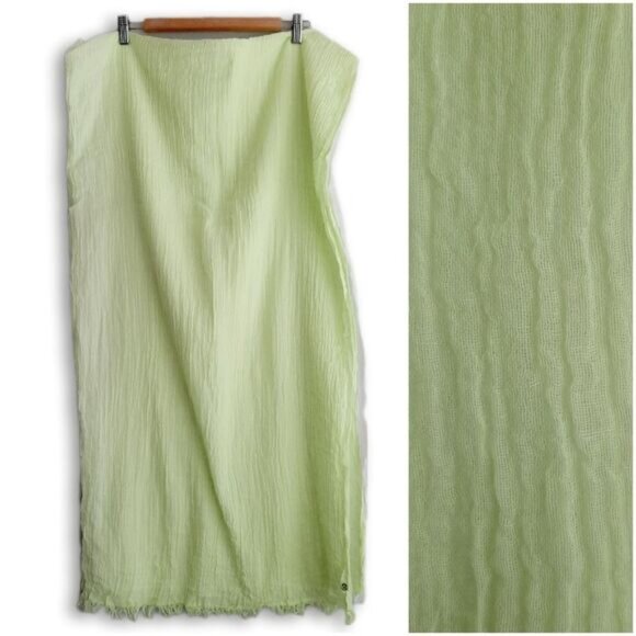 LULULEMON \ Warrior Scarf Gauze Two Tone Dip-Dye Large Wrap Green & White Flawed - Picture 1 of 16